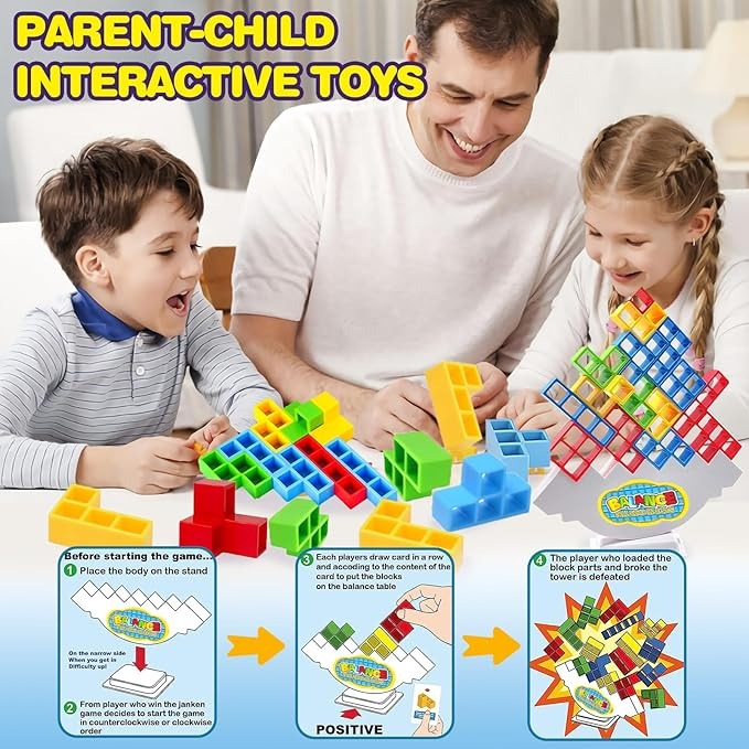 Balance Building Blocks Game – 48 PCS Educational Balance Toy for Kids (3+ Years)